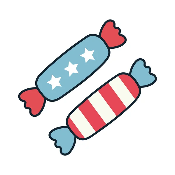 Καραμέλες με σημαία ΗΠΑ γραμμή και συμπληρώστε το στυλ εικονίδιο — Διανυσματικό Αρχείο