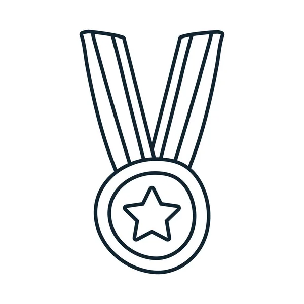 Medaille met ster lijn stijl icoon — Stockvector