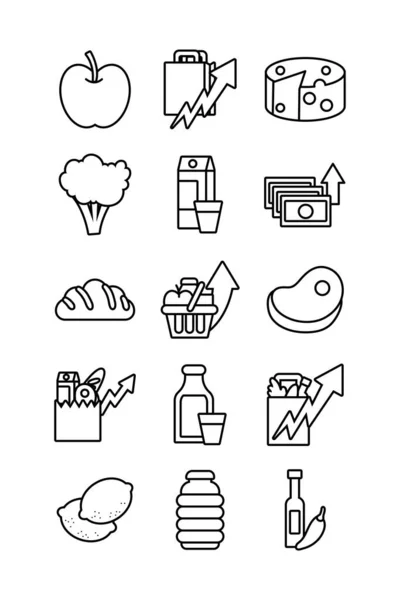 Bundle of commodity basket icons — Stock Vector