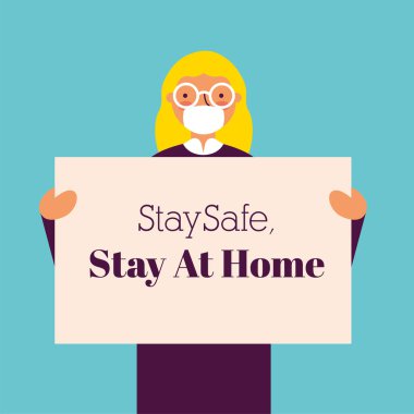 Kadın covid19 için yüz maskesi kullanıyor.