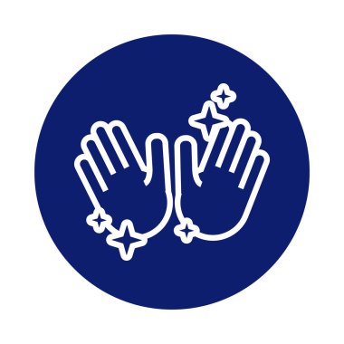 Yıldızlarla yıkanan eller parlak blok biçimi simgesi