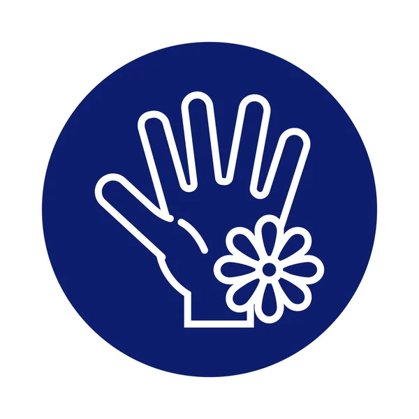 Lavado de manos con icono de estilo bloque de flores — Archivo Imágenes Vectoriales