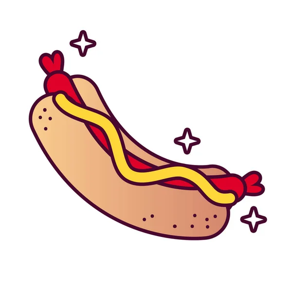 Νόστιμο hot dog fast food λεπτομερή εικονίδιο στυλ — Διανυσματικό Αρχείο