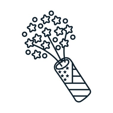 ABD bayrak hattı simgesi ile havai fişekler