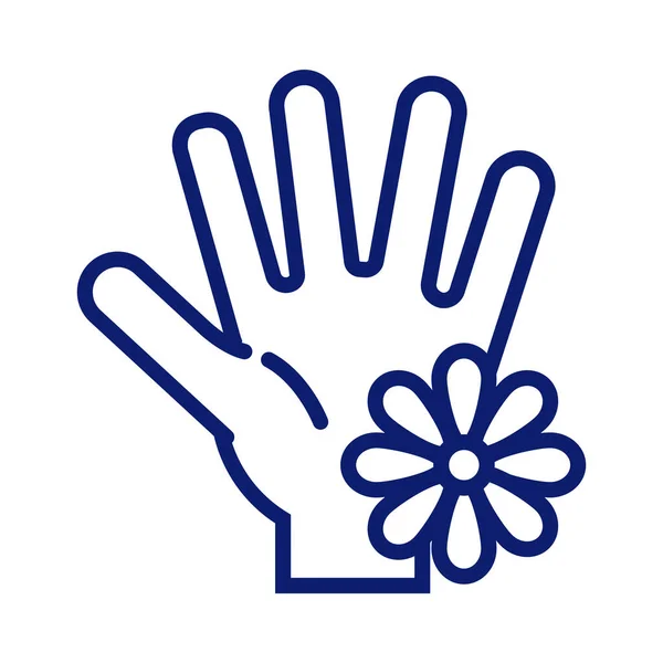 Lavado de manos con icono de estilo de línea de flores — Archivo Imágenes Vectoriales