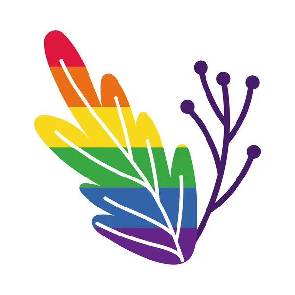 Větev a list s gayskou hrdostí vlajka ručně kreslit styl — Stockový vektor