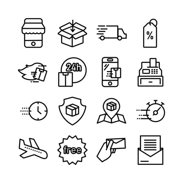 Paquete de iconos conjunto de entrega — Archivo Imágenes Vectoriales