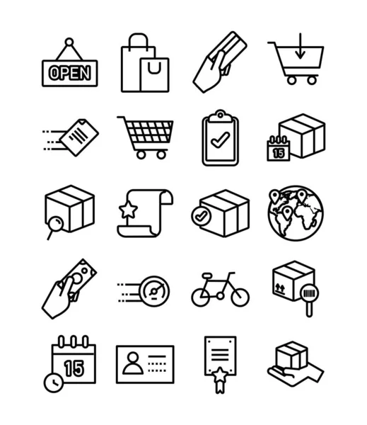 Bundle of delivery set icons — Stock Vector