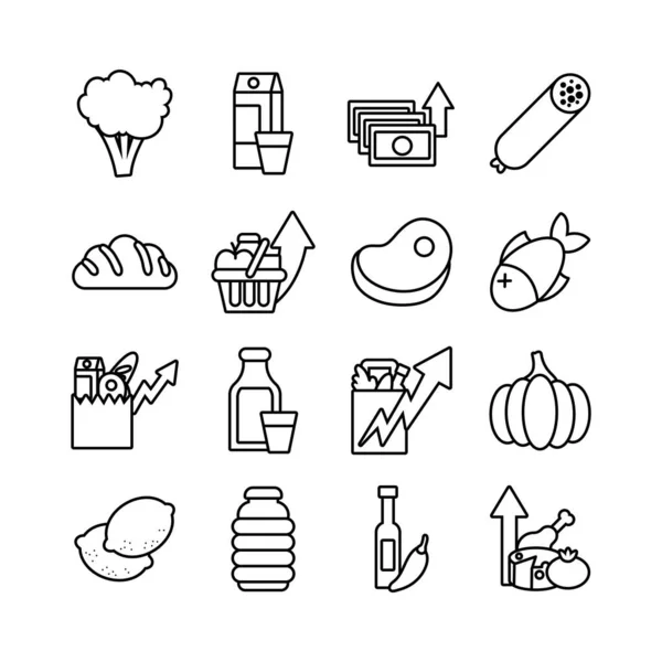 Paquete de iconos de cesta de productos básicos — Archivo Imágenes Vectoriales