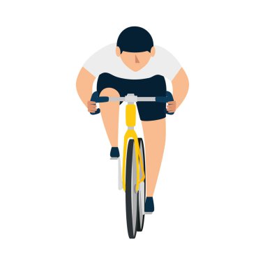 Yarış bisikleti, beyaz arka planda bisiklet süren bir adam.