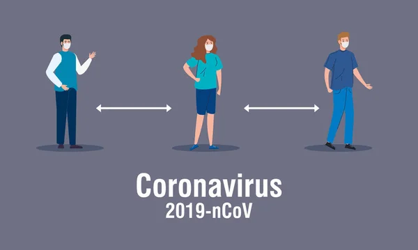 Distanciamiento social, mantener la distancia en la sociedad pública a las personas protegen de covid 19 — Archivo Imágenes Vectoriales