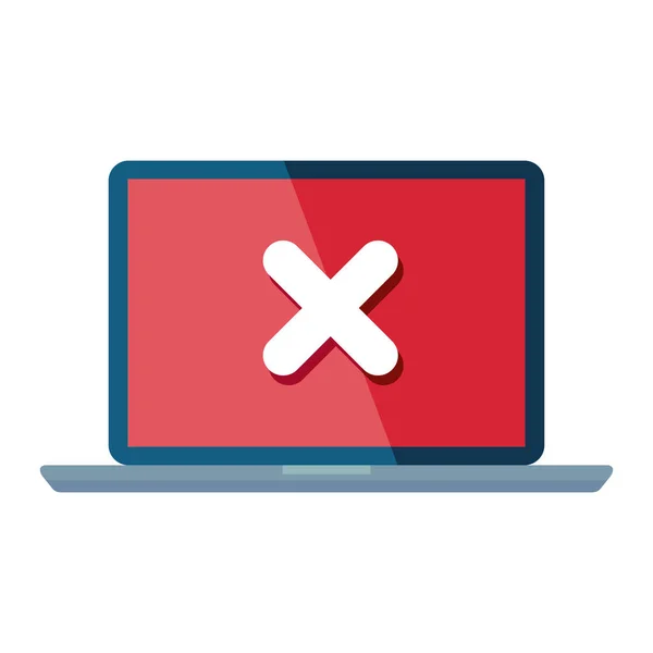 Laptop met foutmeldingpictogram — Stockvector