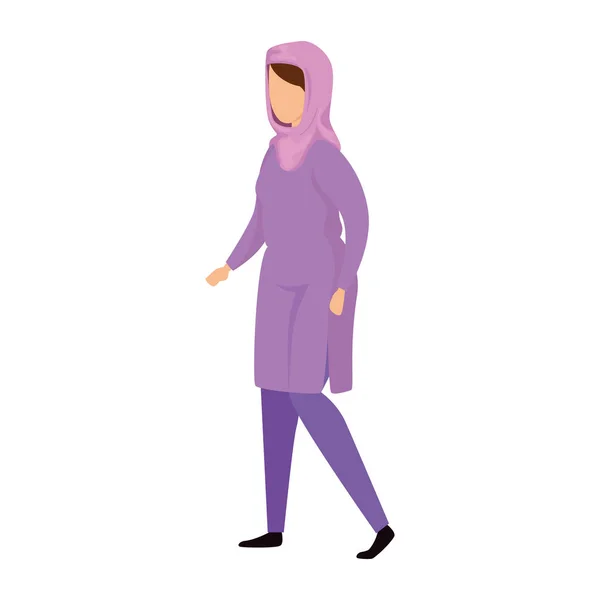 Muslim wanita dengan pakaian tradisional di latar belakang putih - Stok Vektor