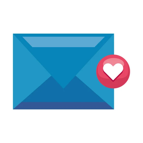 Envelop icoon met hart op witte achtergrond — Stockvector