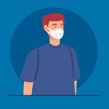 Adam, Coperid 19 'un korunması için koruyucu maske kullanıyor.