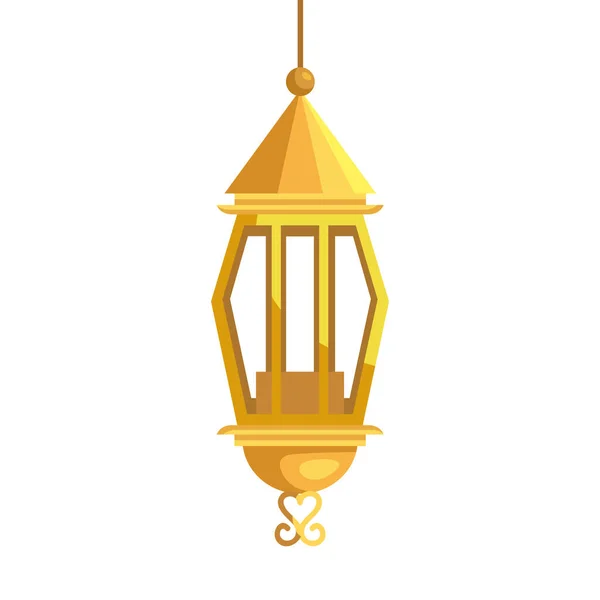 Ramadan kareem lantern golden hanging , arab islam culture decoration on white background — Stock Vector