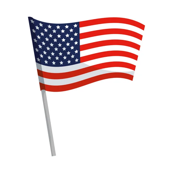 Estado unido da bandeira da América no fundo branco — Vetor de Stock