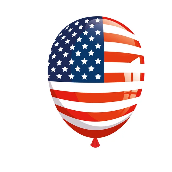 Helium balloon with american flag on white background, usa festival decoration — Stock Vector