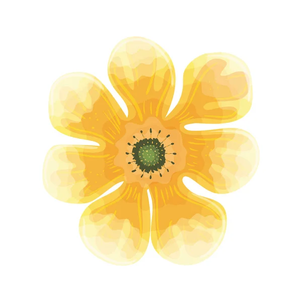 Flor color amarillo, concepto de primavera sobre fondo blanco — Archivo Imágenes Vectoriales