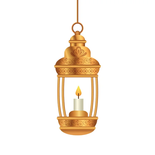 Рамадан Карим фонарь золотой висит, Араб ислам культуры украшения на белом фоне — стоковый вектор