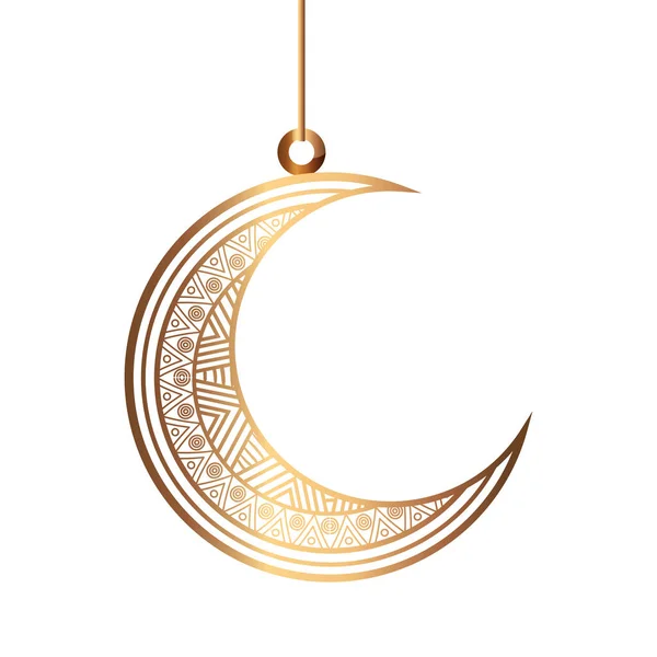 Eid oslava ornament na bílém pozadí, měsíc visí — Stockový vektor