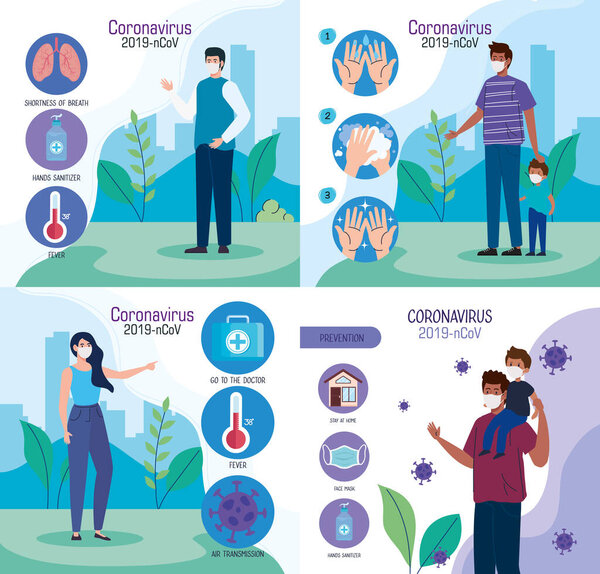 декорации, люди, использующие медицинскую защитную маску против коронавируса 2019 ncov
