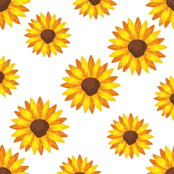 Fond de tournesols plantes icônes — Image vectorielle