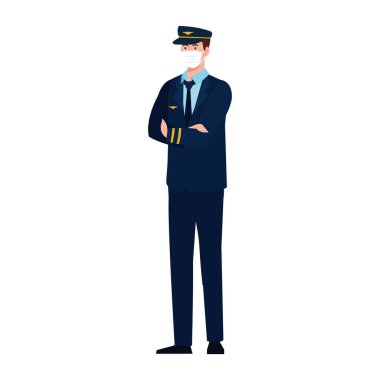 Maske vektör tasarımlı erkek pilot