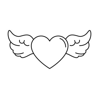 kanat vektör tasarımlı kalp