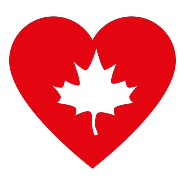 Canadian maple leaf inside heart of happy canada day vector design — Stock Vector