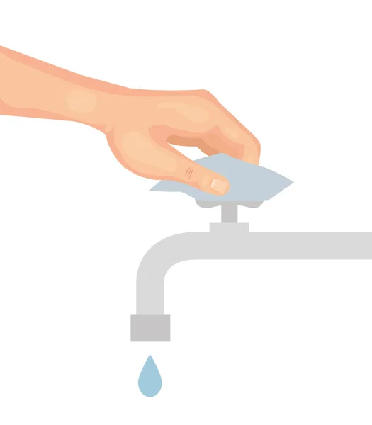 Hand with water tap vector design — Stock Vector