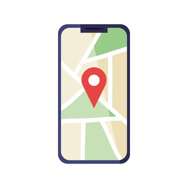 Marca de GPS isolada no design de vetor de smartphone — Vetor de Stock