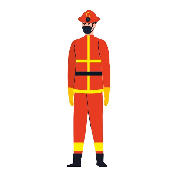 Man brandman med mask vektor design — Stock vektor