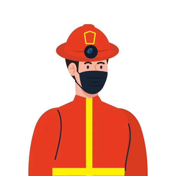 Male firefighter with mask vector design — Stock Vector