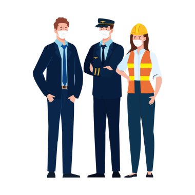 maske vektör tasarımlı pilot işadamı ve yapıcı