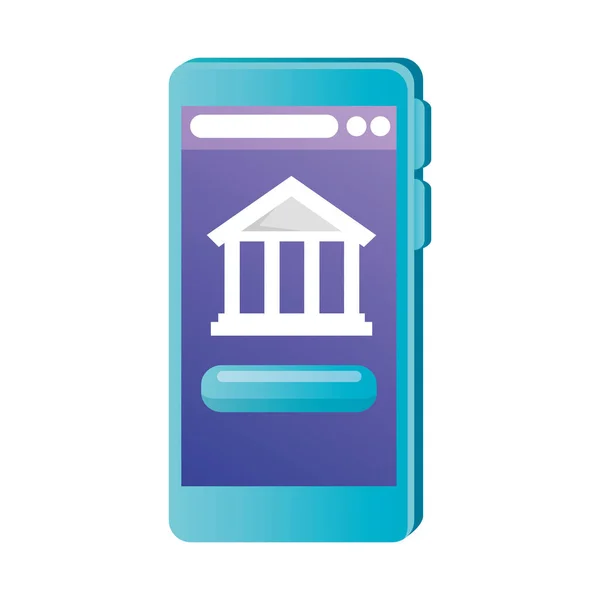 Isoliertes Smartphone mit Bankvektordesign — Stockvektor