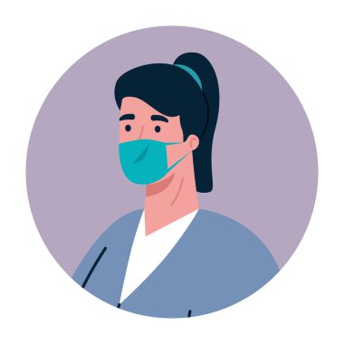 Tıbbi maske vektör tasarımlı kadın avatarı