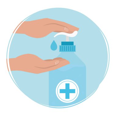 Eller dezenfektan şişesi ve el tasarımı