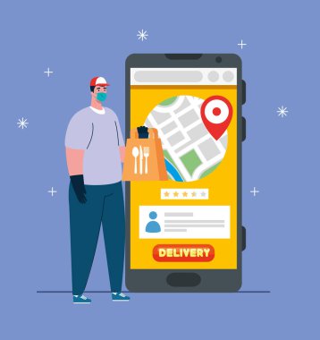 Coronavirus 2019ncov sırasında çevrimiçi dağıtım hizmeti kavramı