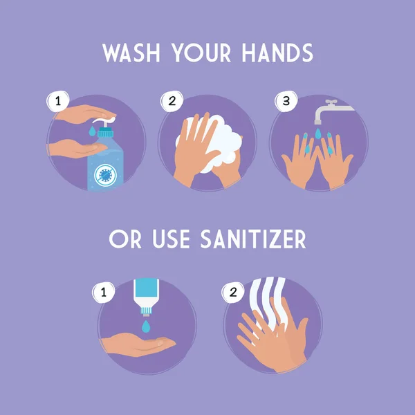 Hands washing technique using sanitizer vector design — Stock Vector