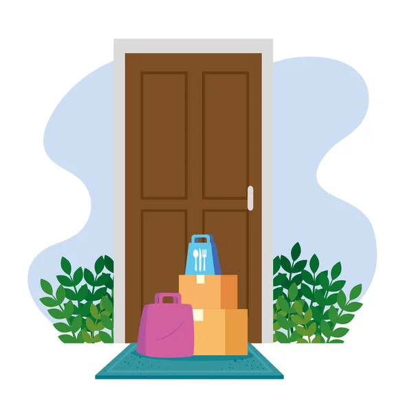 Kisten und Taschen vor der Tür — Stockvektor