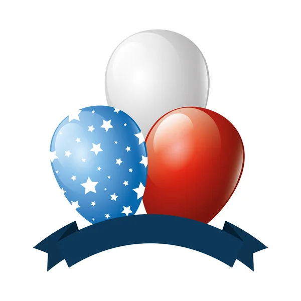 Ballons américains isolés avec conception vectorielle de ruban — Image vectorielle