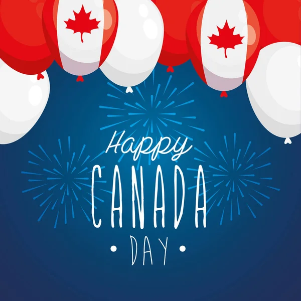 Palloncini canadesi di felice giorno del Canada disegno vettoriale — Vettoriale Stock