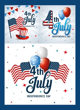 Bağımsızlık Günü vektör tasarımı çerçevelerinde Usa simgesi belirlendi