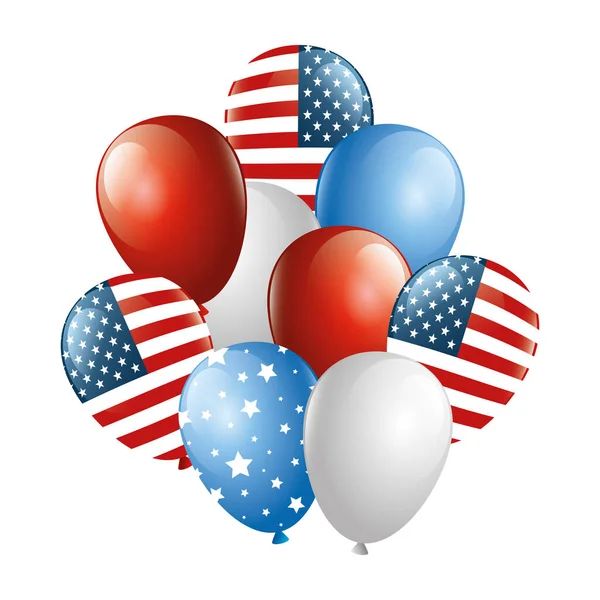 Conception vectorielle isolée de ballons américains — Image vectorielle