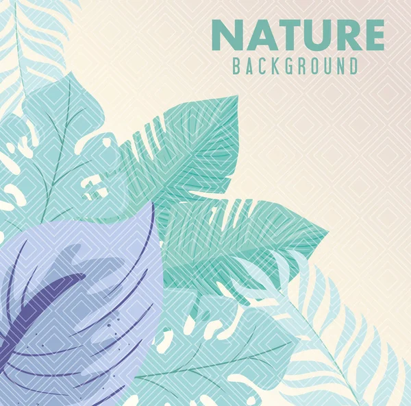 Fondo, hojas de naturaleza tropical con color pastel — Vector de stock