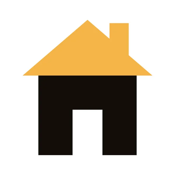 Casa fachada frontal ícone de estilo silhueta —  Vetores de Stock