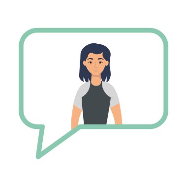 İletişim kabarcığı vektör tasarımının içindeki Avatar kadın