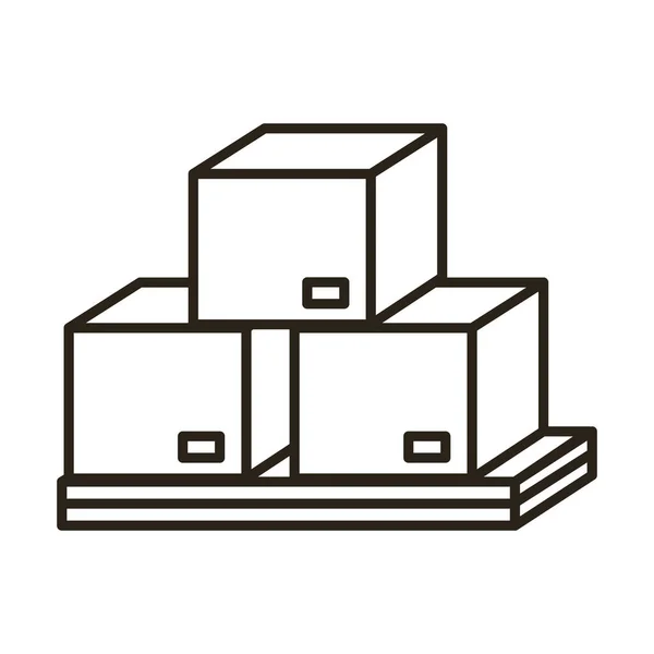 Κουτιά συσκευασίας χαρτοκιβώτιο υπηρεσίες παράδοσης γραμμή στυλ — Διανυσματικό Αρχείο