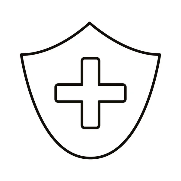 Symbol krzyża medycznego w stylu linii tarczy — Wektor stockowy